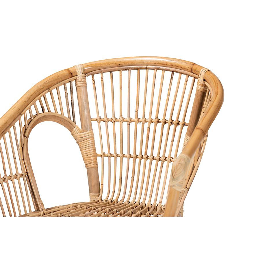 Baxton Studio Alleta Modern Bohemian Natural Brown Rattan 2-Piece Dining Chair Set | Dining Chairs | Modishstore - 4