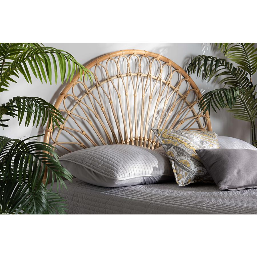 Baxton Studio Devereaux Modern Bohemian Natural Brown Rattan Queen Size Standalone Headboard | Headboards | Modishstore - 4