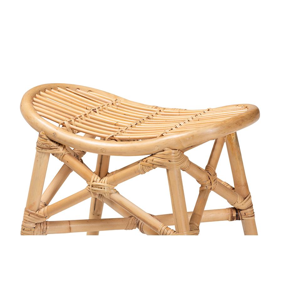 Baxton Studio Elgon Modern Bohemian Natural Brown Rattan Footstool | Ottomans | Modishstore - 4