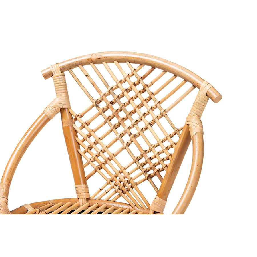 Baxton Studio Pro Modern Bohemian Natural Brown Rattan and Black Metal 2-Piece Dining Chair Set | Dining Chairs | Modishstore - 4