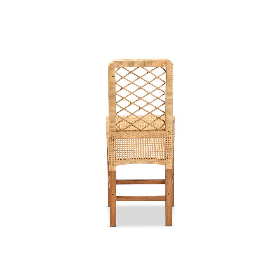 Baxton Studio Moscow Modern Bohemian Natural Brown Rattan and Walnut Brown Finished Wood Counter Stool | Counter Stools | Modishstore - 4