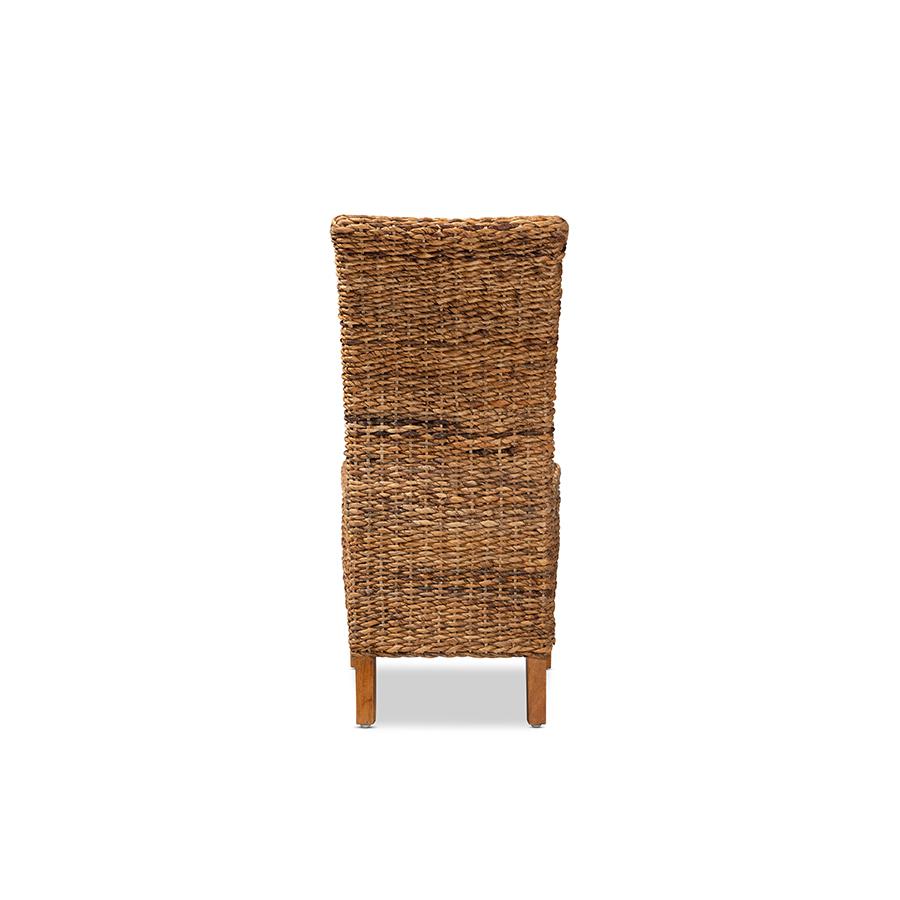 Baxton Studio Trianna Rustic Transitional Natural Abaca and Brown Finished Wood Dining Chair | Dining Chairs | Modishstore - 4