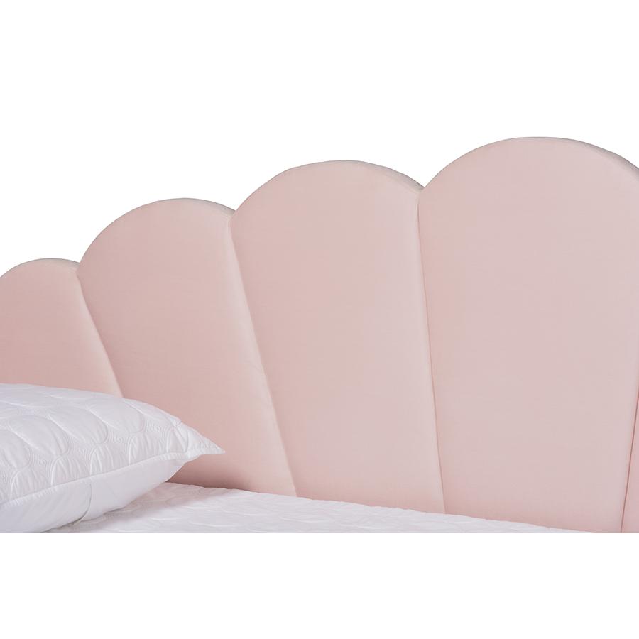 Baxton Studio Timila Modern and Contemporary Light Pink Velvet Fabric Upholstered Queen Size Daybed | Daybeds | Modishstore - 4