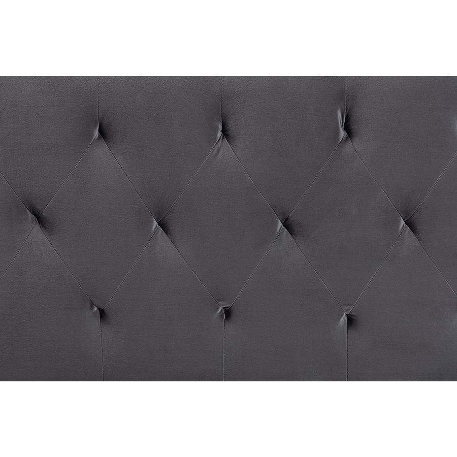 Baxton Studio Felix Modern and Contemporary Grey Velvet Fabric Upholstered Queen Size Headboard | Headboards | Modishstore - 3