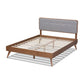 Baxton Studio Dilara Mid-Century Modern Light Grey Fabric Upholstered Walnut Brown Finished Wood Queen Size Platform Bed | Beds | Modishstore - 3