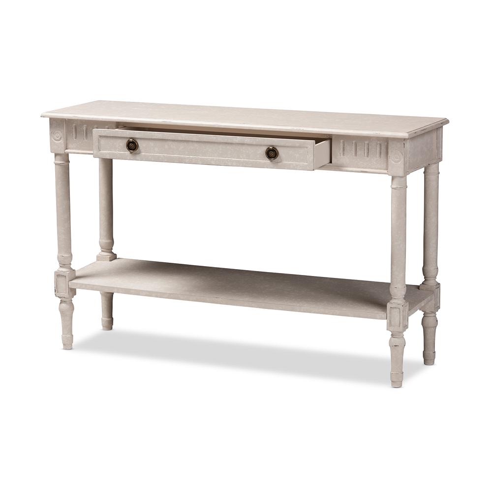 Baxton Studio Ariella Country Cottage Farmhouse Whitewashed 1-Drawer Console Table | Console Tables | Modishstore - 4