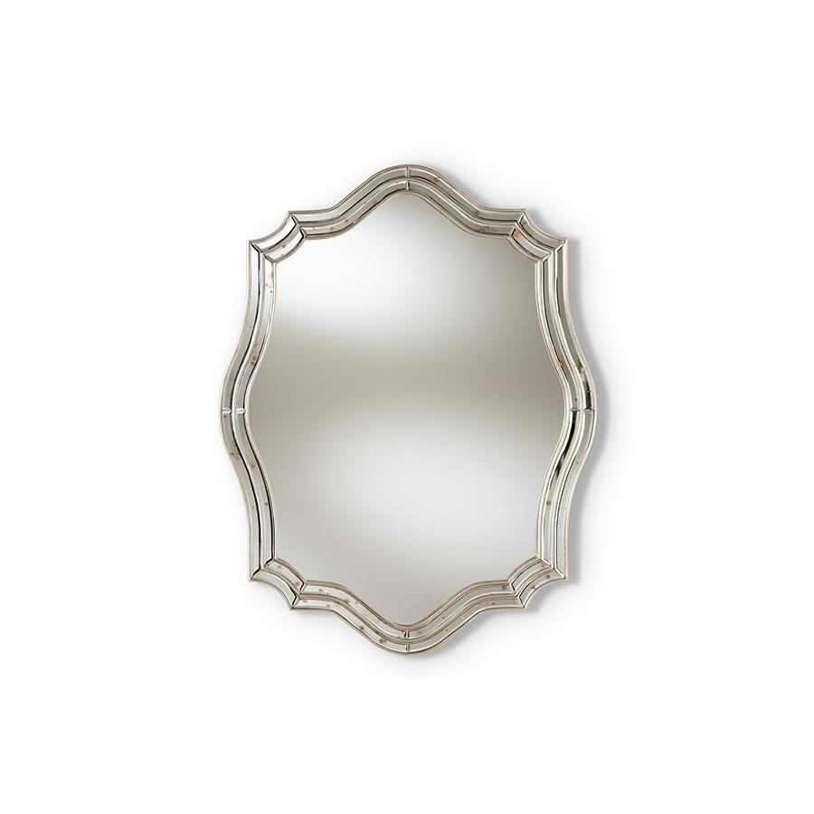 Baxton Studio Isidora Art Deco Antique Silver Finished Accent Wall Mirror | Mirrors | Modishstore - 4