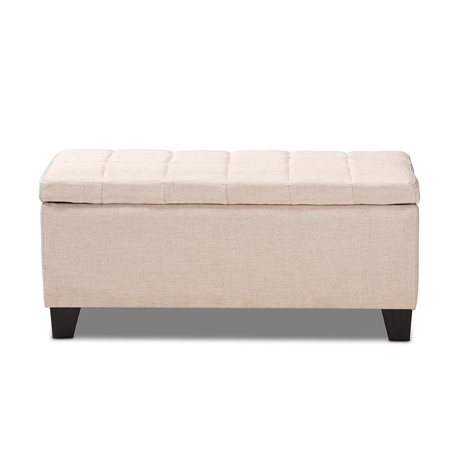 Baxton Studio Fera Modern and Contemporary Beige Fabric Upholstered Storage Ottoman | Ottomans | Modishstore - 4