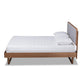 Baxton Studio Natalia Mid-Century Modern Light Grey Fabric Upholstered and Ash Walnut Finished Wood Full Size Platform Bed | Beds | Modishstore - 2