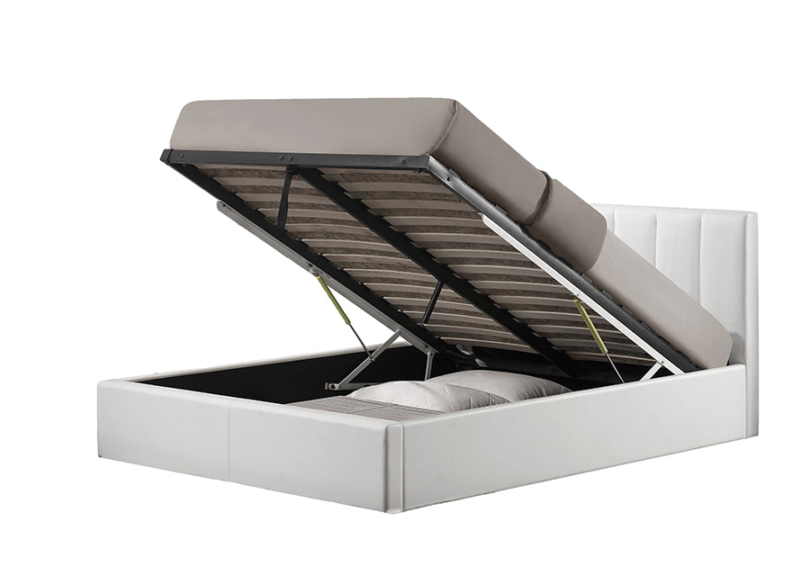 Baxton Studio Templemore White Leather Contemporary Queen-Size Bed | Beds | Modishstore - 4