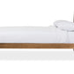 Baxton Studio Edeline Mid-Century Modern Solid Walnut Wood Curvaceous Slatted King Size Platform Bed | Beds | Modishstore - 2