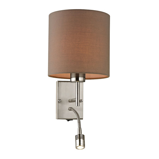 Regina 1+1-Light Wall Lamp in Brushed Nickel with Tan Shade ELK Lighting | Wall Lamps | Modishstore