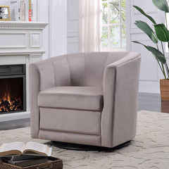 Kappa Swivel Chair In Taupe Velvet/Black Base By 4D Concepts