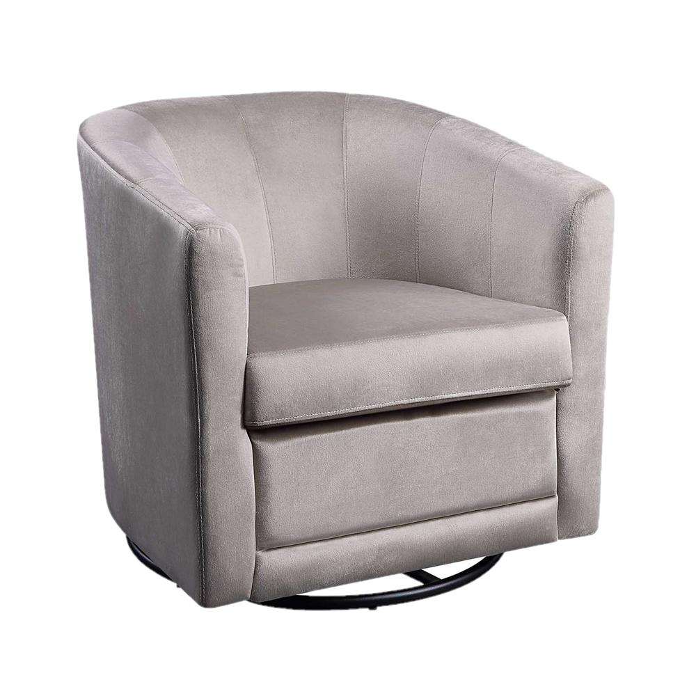 Kappa Swivel Chair In Taupe Velvet/Black Base By 4D Concepts | Armchairs | Modishstore - 2