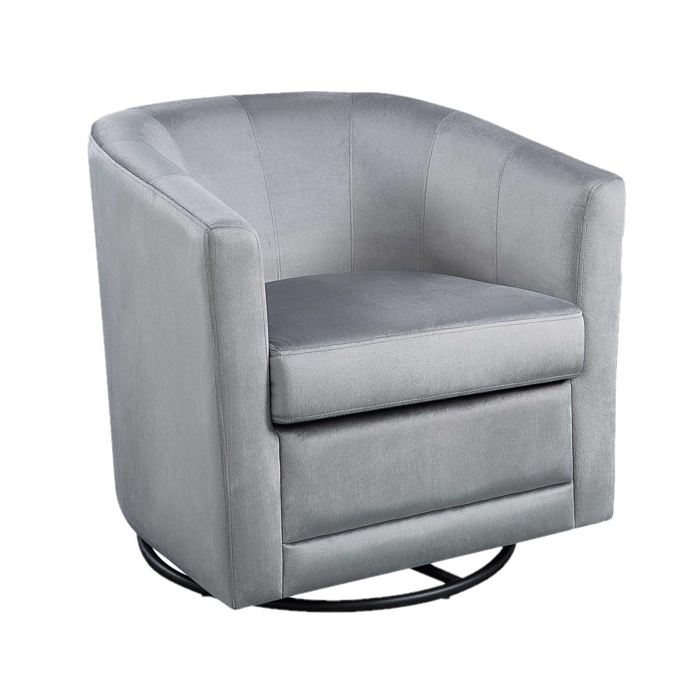 Kappa Swivel Chair In Mid Gray Velvet/Black Base By 4D Concepts | Armchairs | Modishstore - 2