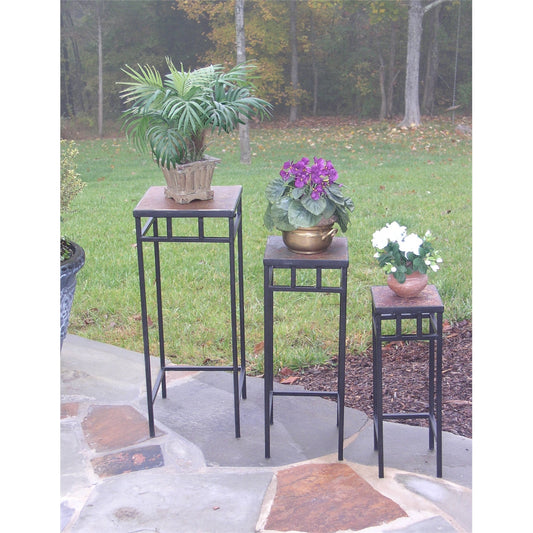 3 Piece Slate Square Plant Stands W/ Slate Tops By 4D Concepts | Stands | Modishstore