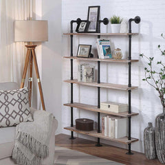 Claremont Industrial Piping Hang/Floor Double Wide 5 Shelf By 4D Concepts