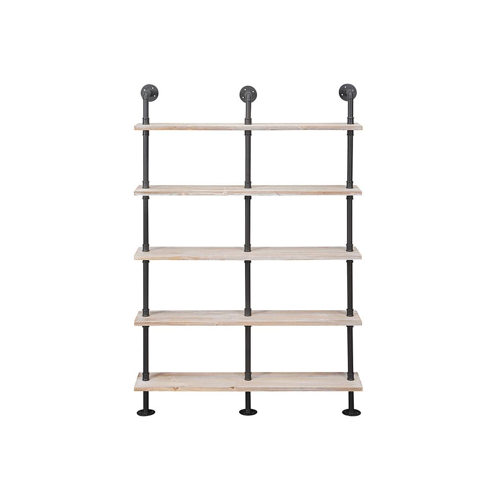 Claremont Industrial Piping Hang/Floor Double Wide 5 Shelf By 4D Concepts | Shelves & Shelving Units | Modishstore - 2