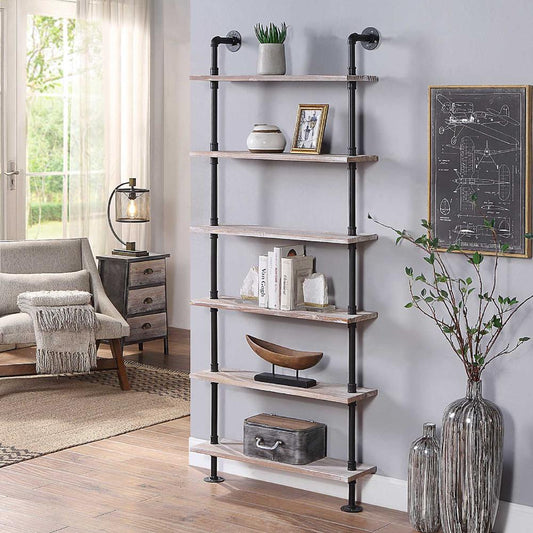 Claremont Industrial Piping Hang/Floor 6 Shelf By 4D Concepts | Shelves & Shelving Units | Modishstore