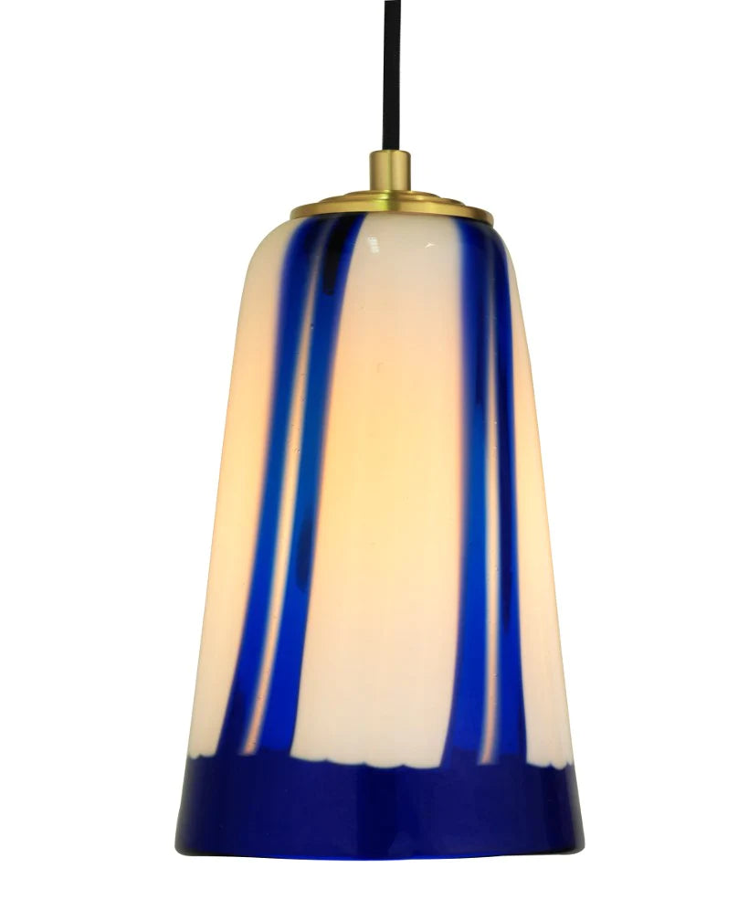 Oggetti Stripes Pendant, Cobalt/Brass | Pendant Lamps | Modishstore