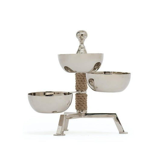 Spinning Three Part Dish On Rope Stand by GO Home