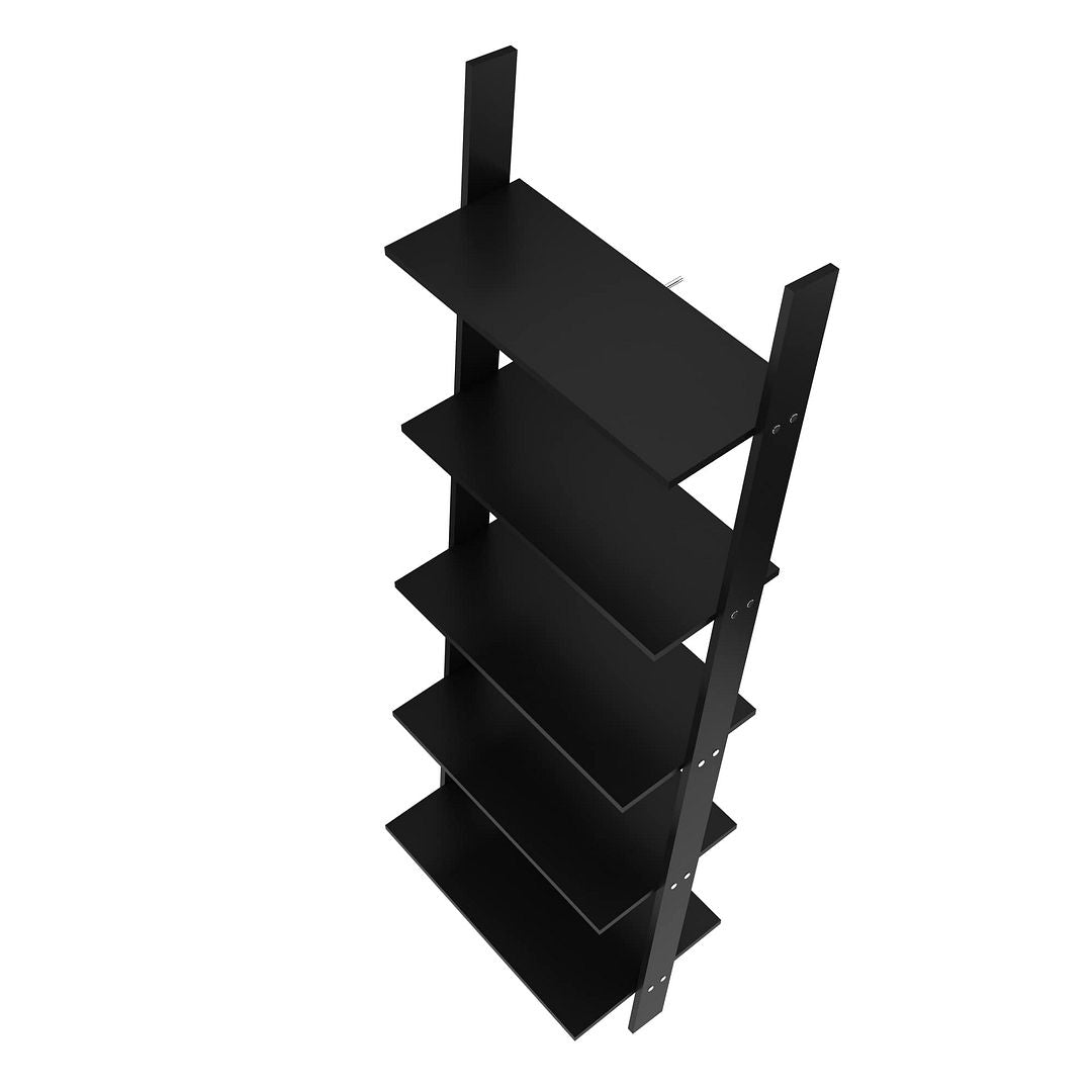Manhattan Comfort Cooper 5-Shelf Floating  Ladder Bookcase in Black | Bookcases | Modishstore-2