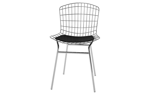Manhattan Comfort Madeline Metal Chair with Seat Cushion  in Silver and Black | Chairs & Recliners | Modishstore