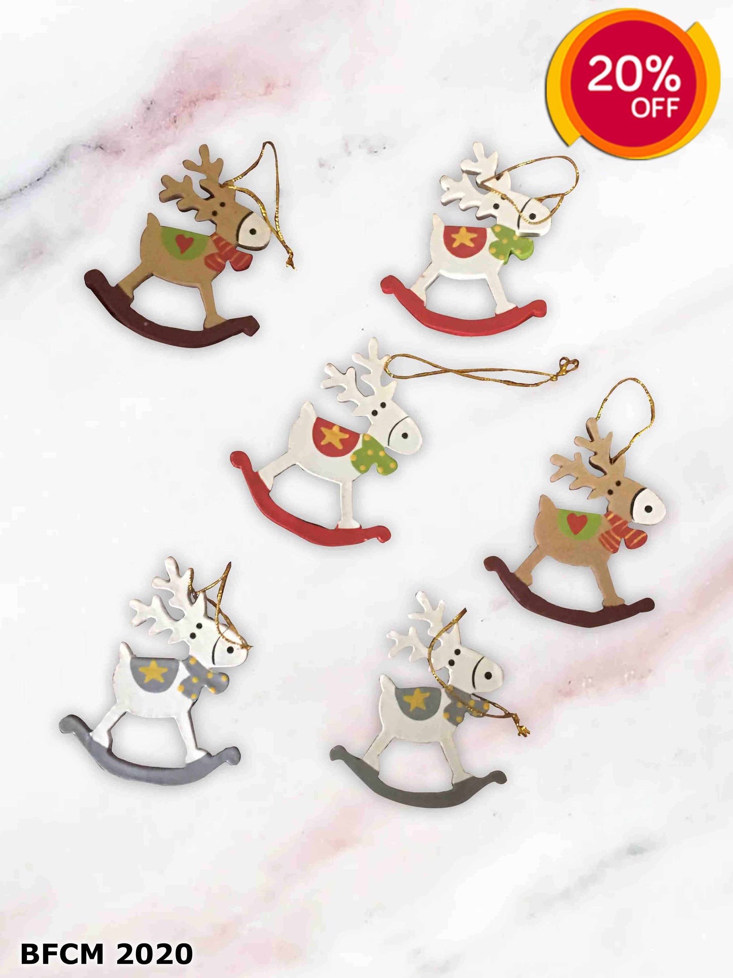 Rocking Reindeer-Set of 5 ornaments- By Artisan Living-ALX108-4