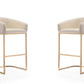 Manhattan Comfort Louvre 40 in. Cream and Titanium Gold Stainless Steel Barstool (Set of 2) | Bar Stools | Modishstore