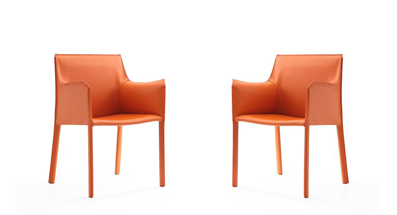 Manhattan Comfort Paris Coral Saddle Leather Armchair (Set of 2) | Armchairs | Modishstore