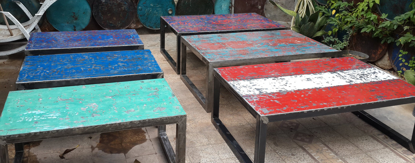 Metal Recycled Oil Drum Coffee Table- Large size- by Artisan Living-7