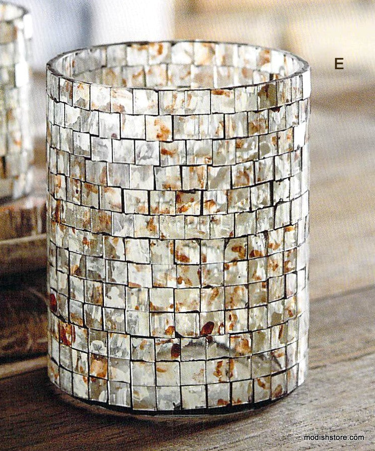 Roost Canyon Mosaic Glass Hurricane & Votive Holder