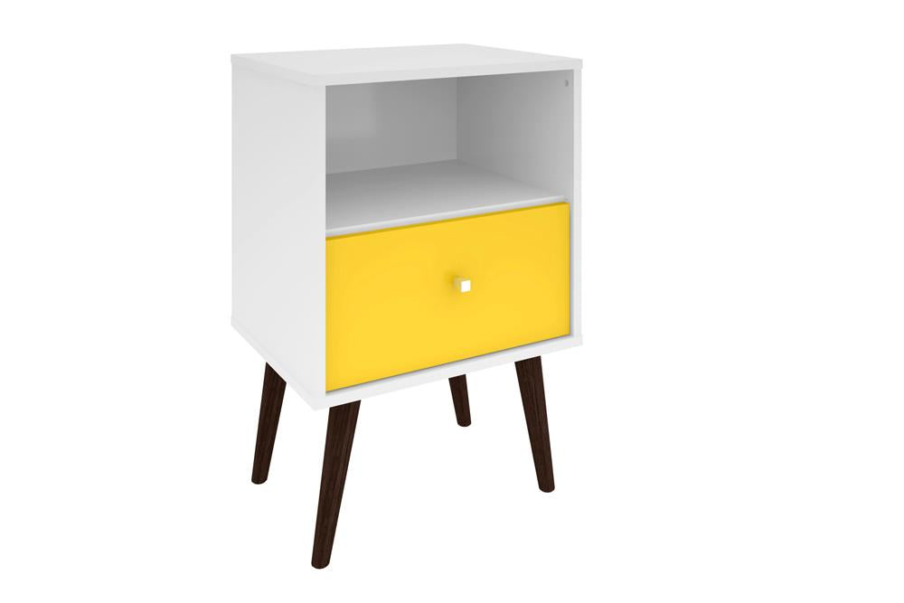Manhattan Comfort Liberty Mid Century - Modern Nightstand 1.0 with 1 Cubby Space and 1 Drawer with Solid Wood Legs | Nightstands | Modishstore-31
