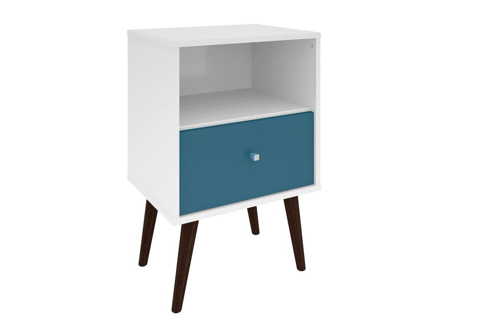 Manhattan Comfort Liberty Mid Century - Modern Nightstand 1.0 with 1 Cubby Space and 1 Drawer with Solid Wood Legs | Nightstands | Modishstore-20
