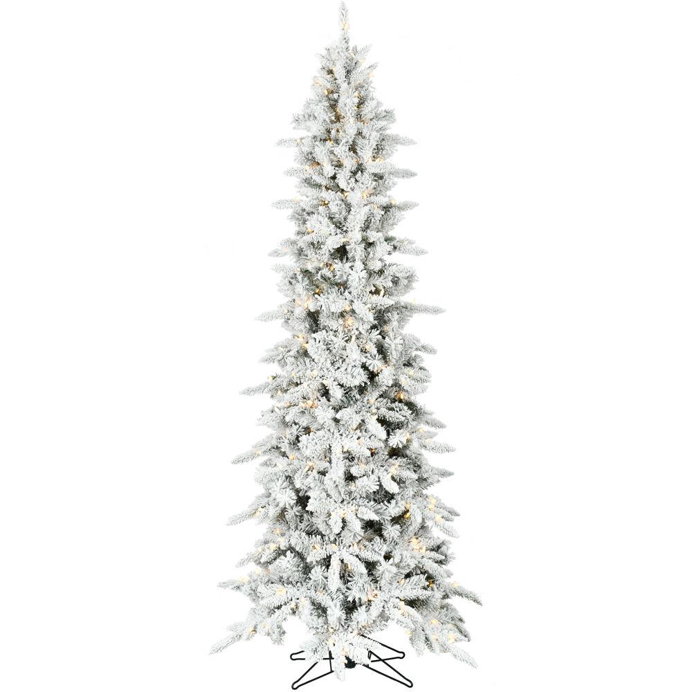 9-Ft. Slim Mountain Pine Flocked Christmas Tree with Warm White LED Lights By Fraser Hill Farm | Christmas Trees | Modishstore - 2