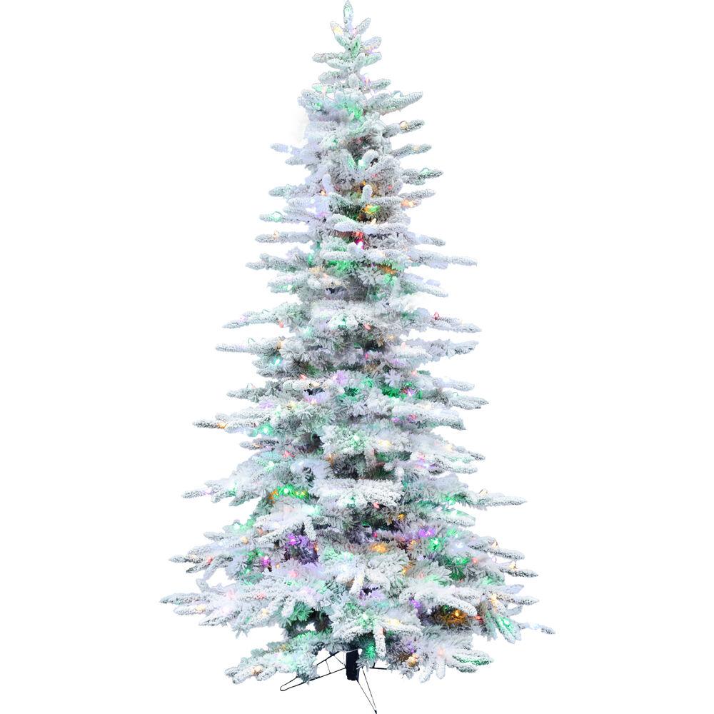 10-Ft. Flocked Pine Valley Christmas Tree with Multi-Color LED String Lighting and Remote By Fraser Hill Farm | Christmas Trees | Modishstore - 2