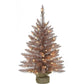 4-ft. Festive Tinsel Christmas Tree with Burlap Bag and Warm White LED Lights, Blush By Fraser Hill Farm | Christmas Trees | Modishstore - 3