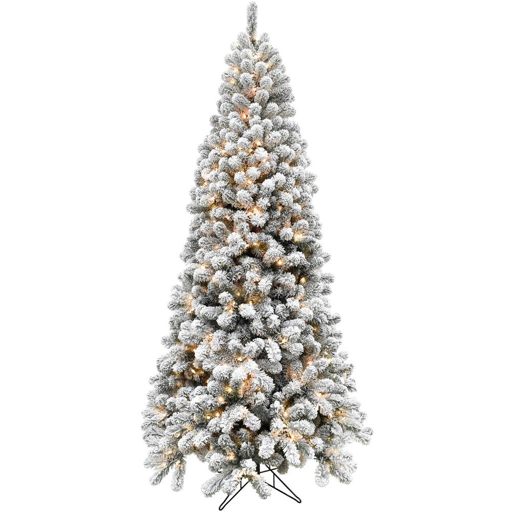 6.5-Ft. Flocked Silverton Fir Christmas Tree with Clear LED String Lighting By Fraser Hill Farm | Christmas Trees | Modishstore - 3
