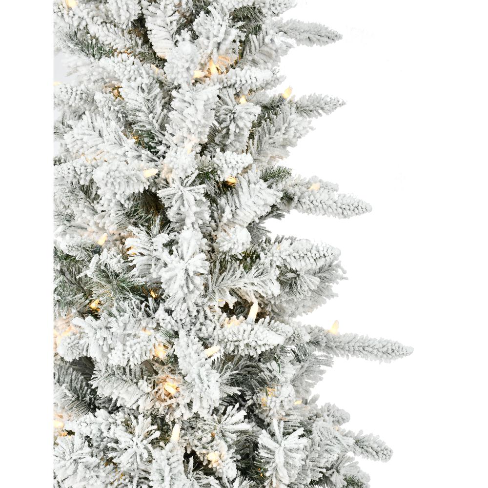 9-Ft. Slim Mountain Pine Flocked Christmas Tree with Warm White LED Lights By Fraser Hill Farm | Christmas Trees | Modishstore - 4