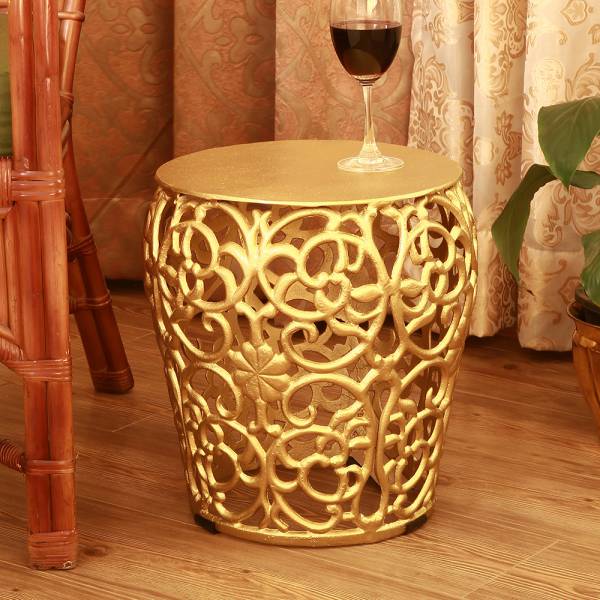 Leaf and Lattice Pattern Garden Stool By SPI Home | End Tables | Modishstore-4