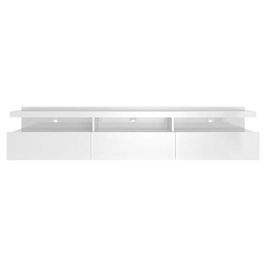 Manhattan Comfort Cabrini 71.25 Half Floating Entertainment Center with 3 Drawers in White Gloss | TV Stands | Modishstore