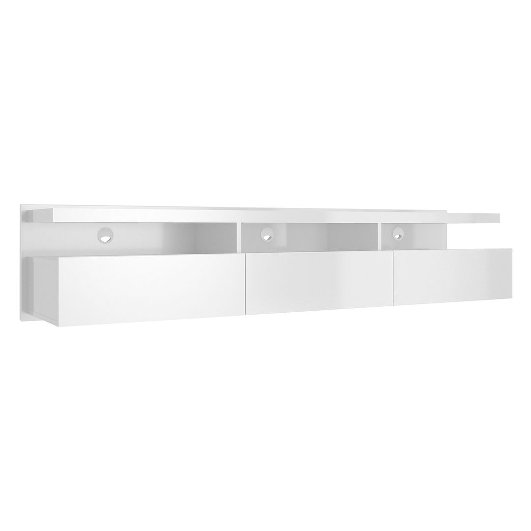 Manhattan Comfort Cabrini 71.25 Half Floating Entertainment Center with 3 Drawers in White Gloss | TV Stands | Modishstore-3