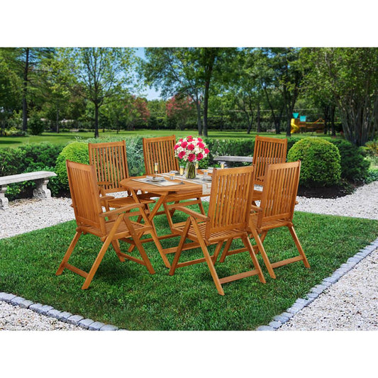 Wooden Patio Set Natural Oil DICN7NC5N By East West Furniture | Outdoor Dining Sets | Modishstore