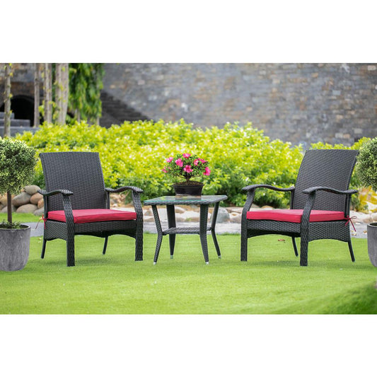 Wicker Patio Set Black DTL3C01B By East West Furniture | Outdoor Dining Sets | Modishstore