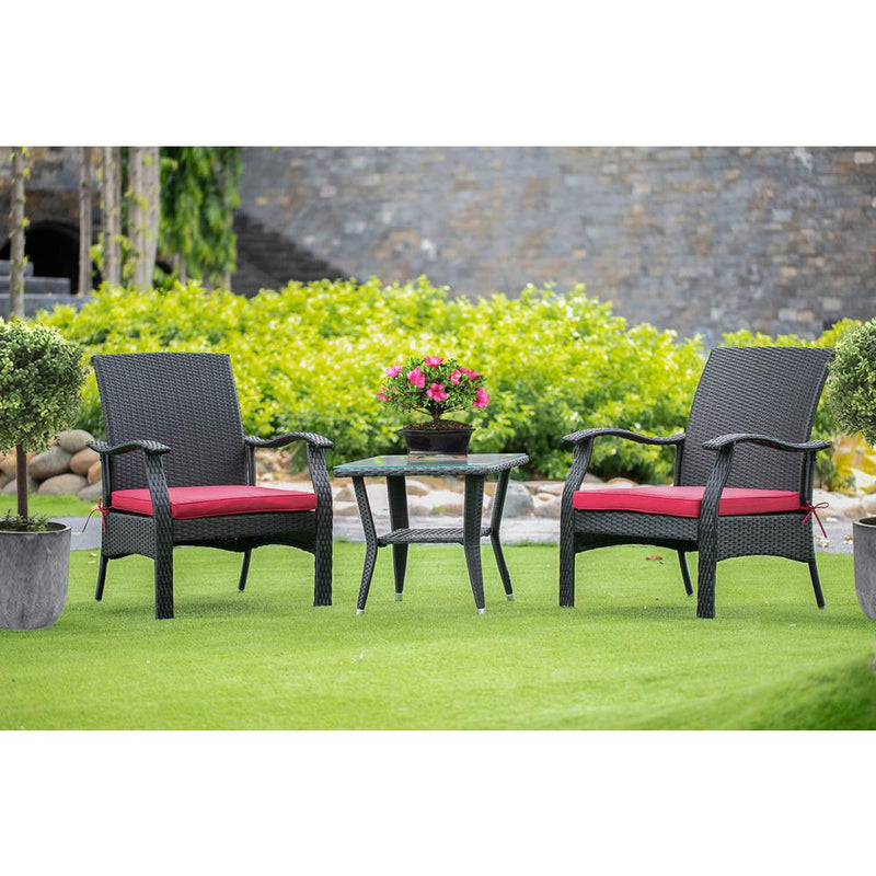 Wicker Patio Set Black DTL3C01B By East West Furniture | Outdoor Dining Sets | Modishstore