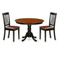 3 Pc Set With A Round Dinette Table And 2 Leather Kitchen Chairs In Black By East West Furniture | Dining Sets | Modishstore - 2