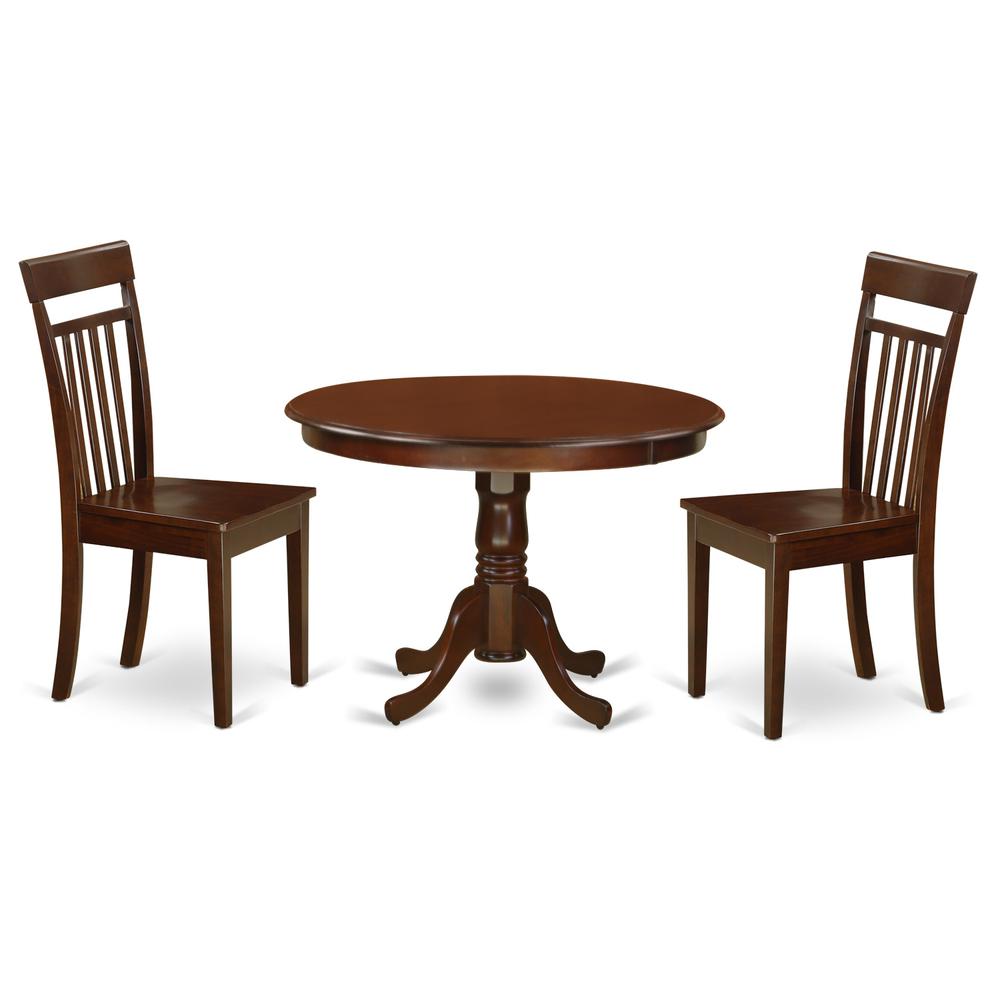 3 Pc Set With A Round Dinette Table And 2 Leather Kitchen Chairs In Mahogany By East West Furniture | Dining Sets | Modishstore - 2