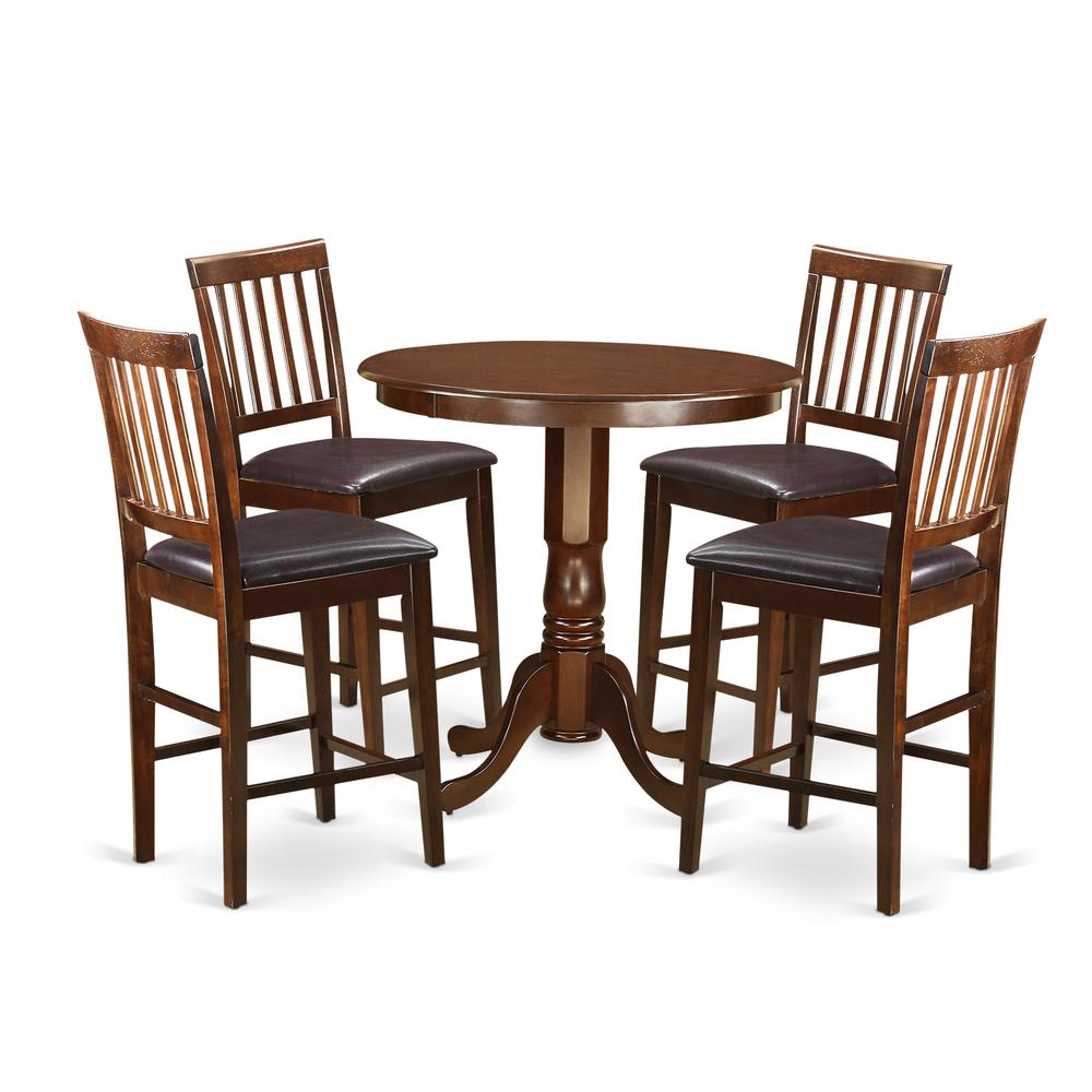 5 Pc Pub Table Set - High Table And 4 Bar Stools With Backs. By East West Furniture | Bar Stools & Table | Modishstore - 2