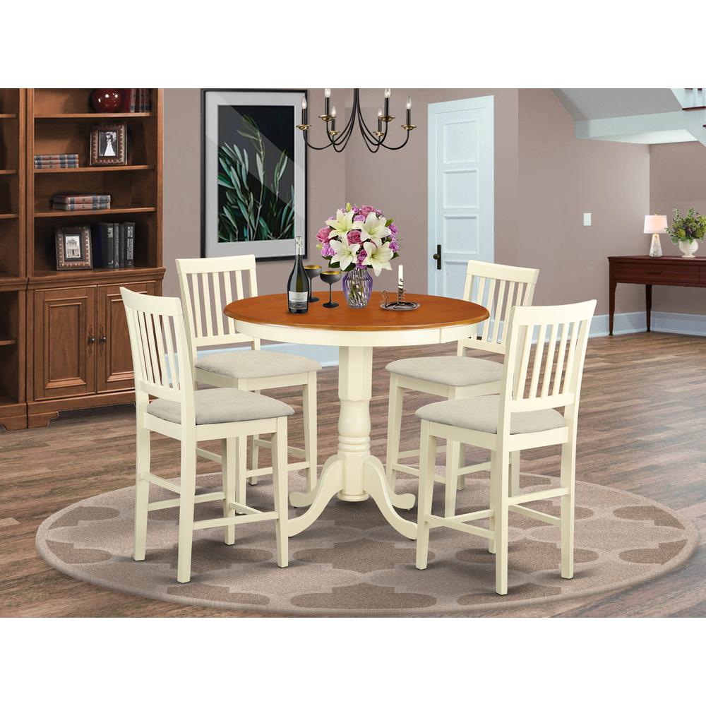 Javn5-Whi-C 5 Pc Counter Height Dining Room Set - Dinette Table And 4 Bar Stools. By East West Furniture | Bar Stools & Table | Modishstore - 2