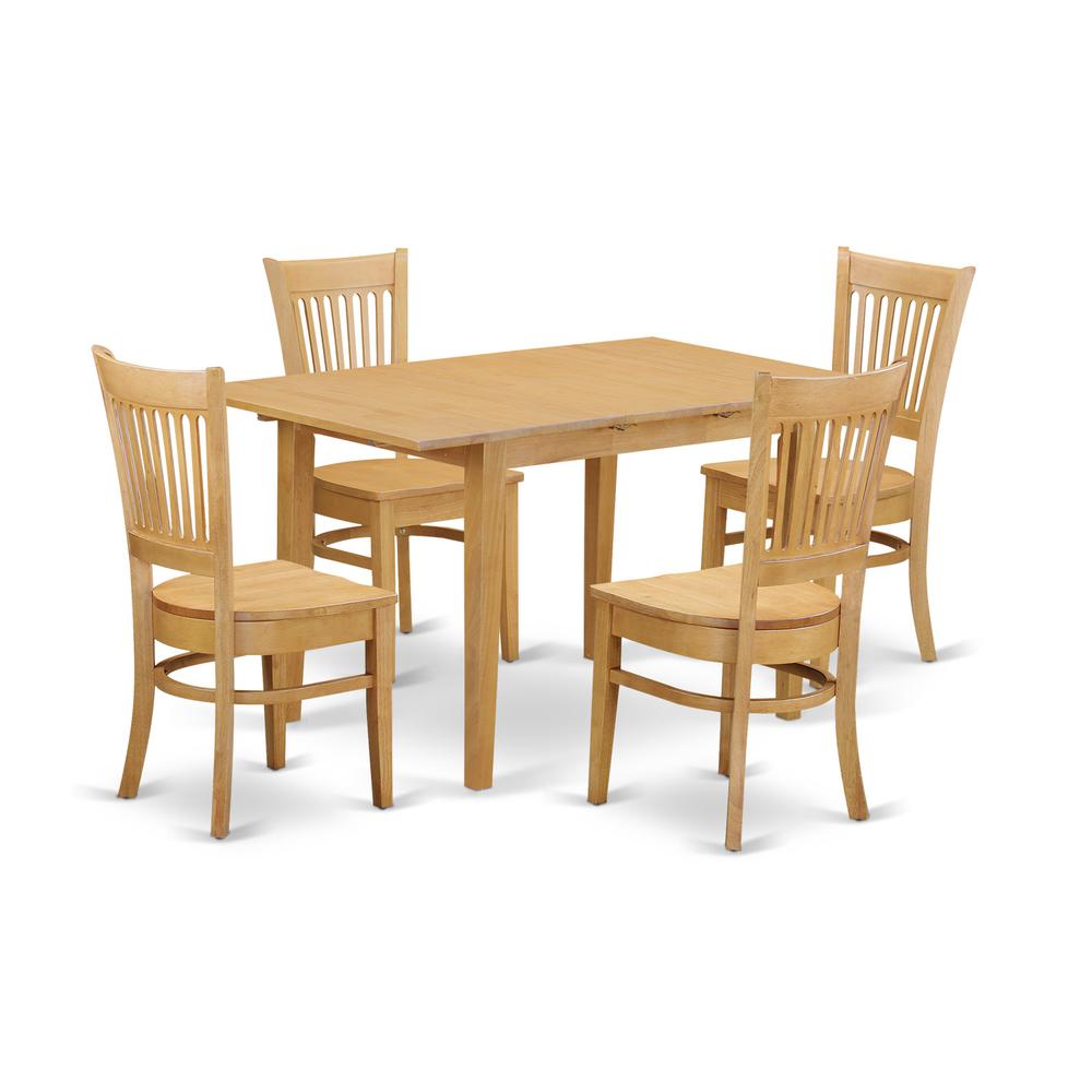 5 Pc Dining Room Set - Dining Table And 4 Dining Chairs By East West Furniture - Nova5-Oak-W | Dining Sets | Modishstore - 2